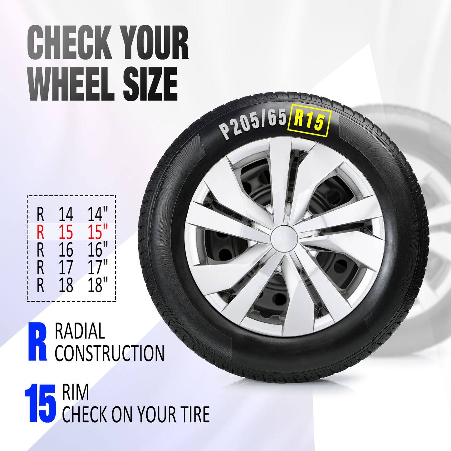 15 Inch Wheel Hubcaps for 2007-2026 Nissan Versa - Chrome