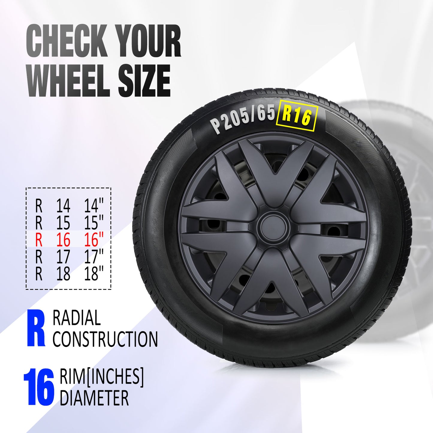16 Inch Wheel Hubcaps for 2004-2010 Toyota Sienna - Matte Black