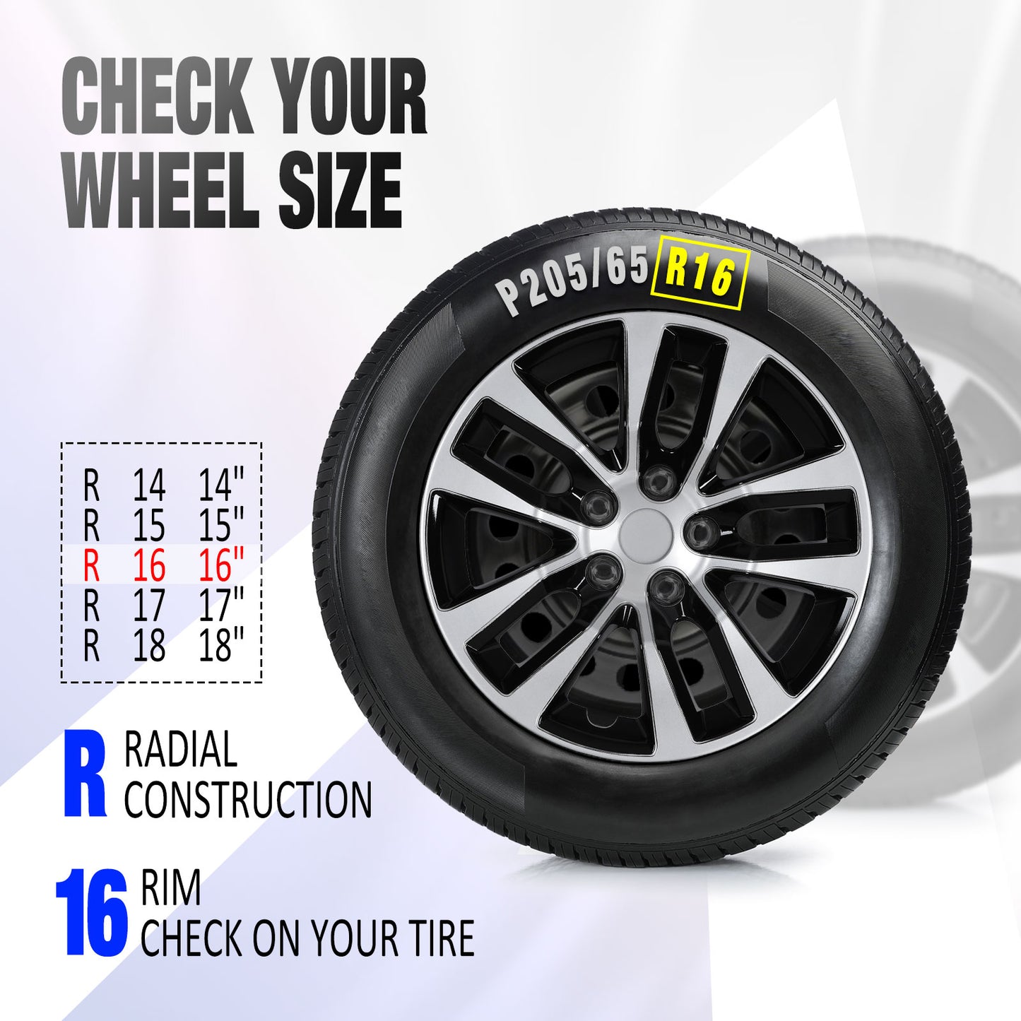 16 Inch Wheel Hubcaps for 2013-2018 Nissan Altima Sedan - Black Lacquer & Sliver Lacquer