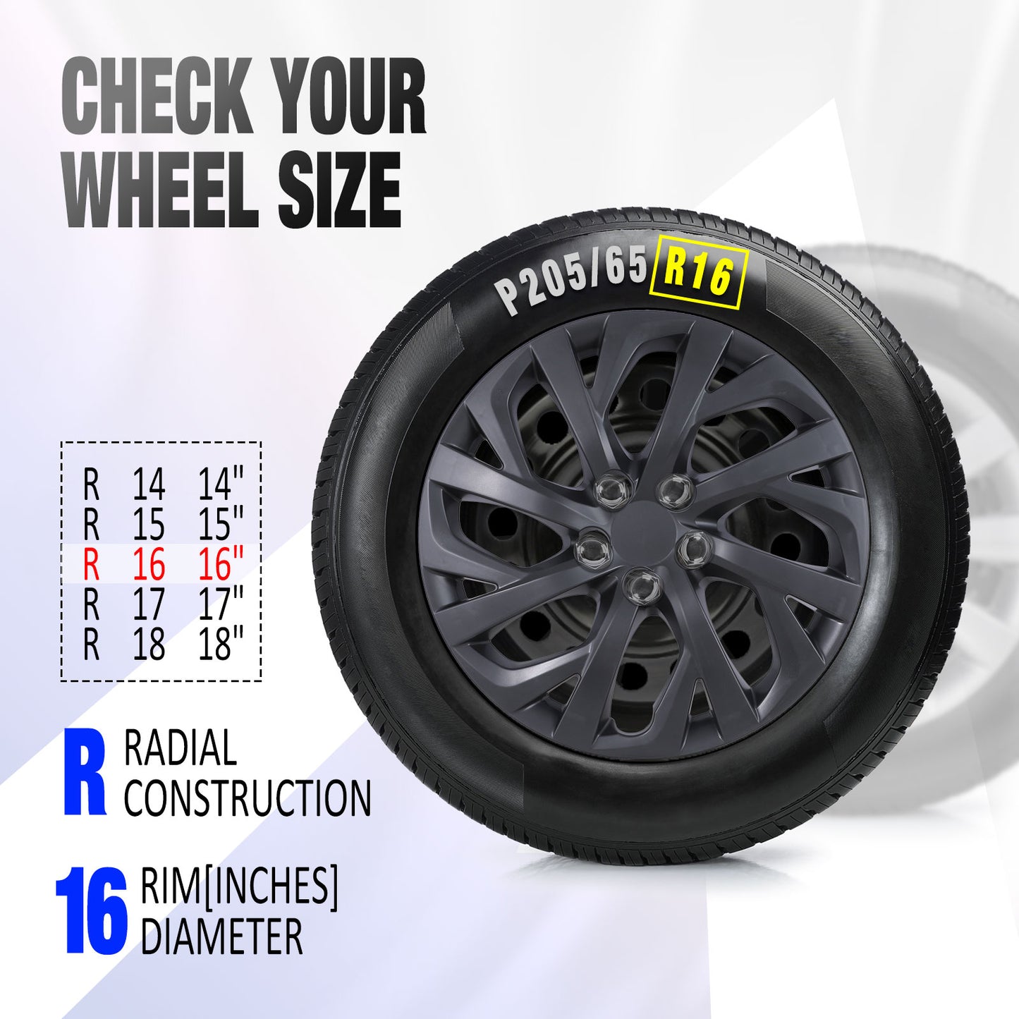 16 Inch Wheel Hubcaps for 2009-2026 TOYOTA Corolla and 2009-2014 TOYOTA Matrix - Matte Black