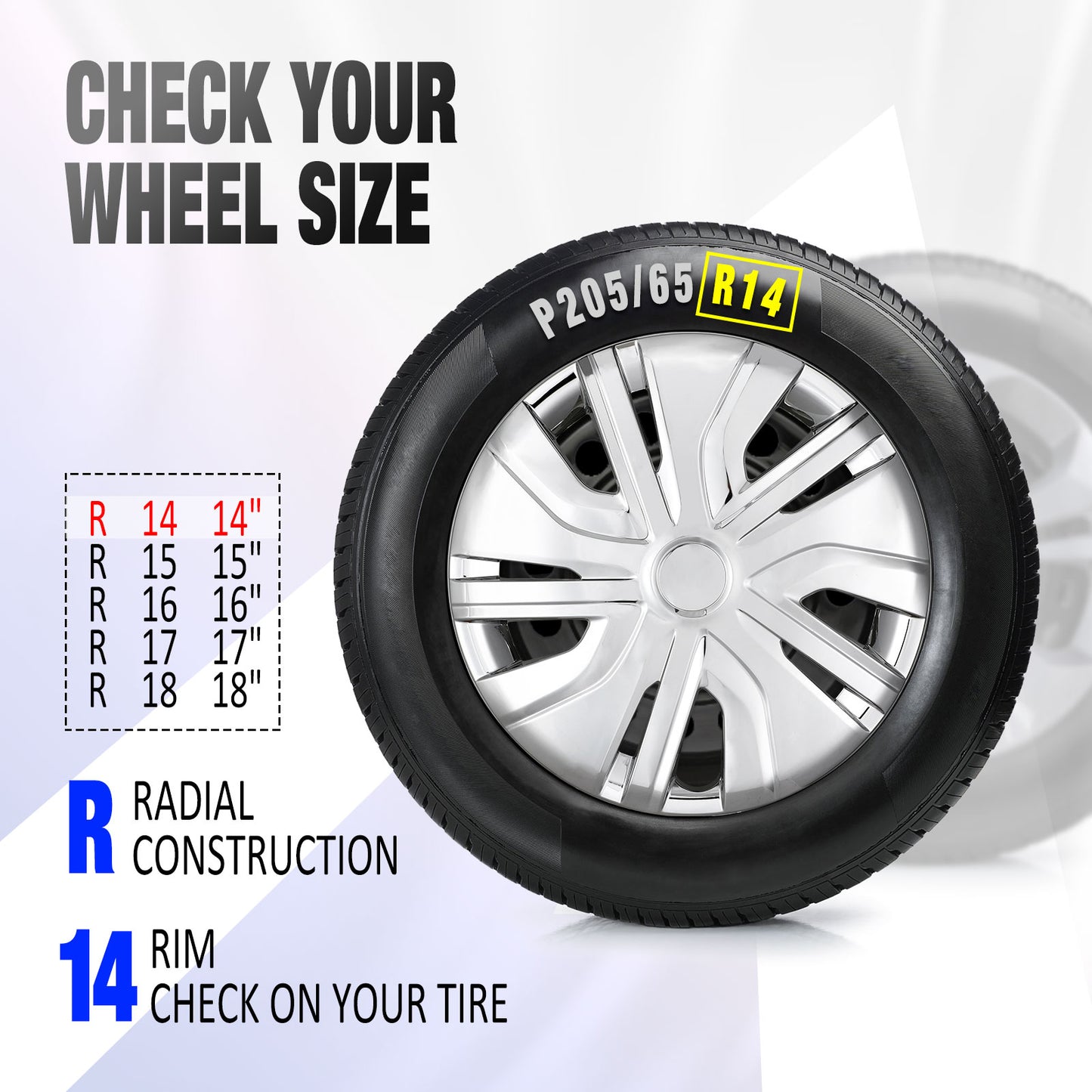 14 Inch Wheel Hubcaps for 2014-2026 Mitsubishi Mirage - Chrome