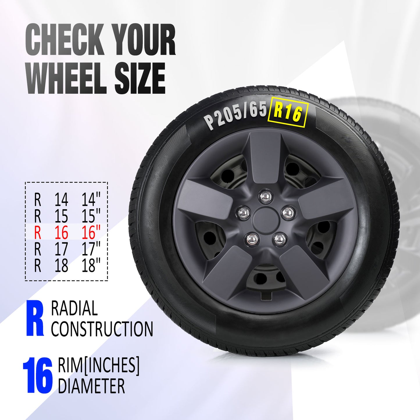 16 Inch Wheel Hubcaps for 2008-2015 Nissan Rogue w/decorative screws - Matte Black