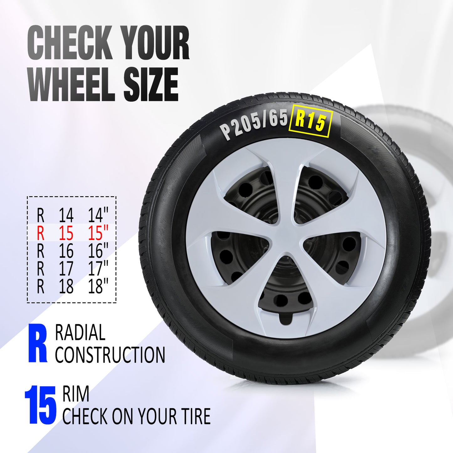 15 Inch Wheel Hubcaps for 2010-2015 TOYOTA Prius - White Lacquer