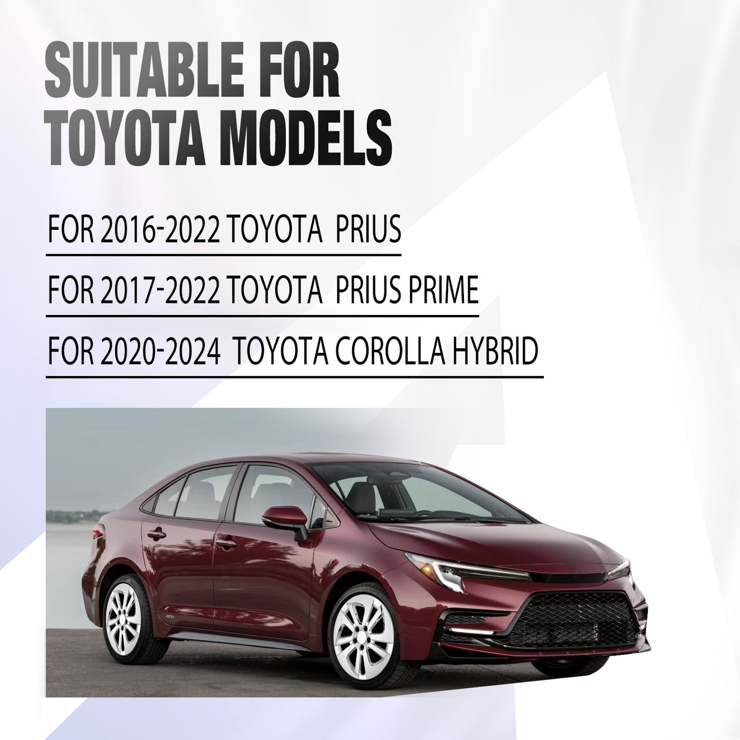 15 Inch Wheel Hubcaps for 2016-2022 TOYOTA Prius/ 2020-2024 TOYOTA Corolla - Black Lacquer& Red Lacquer