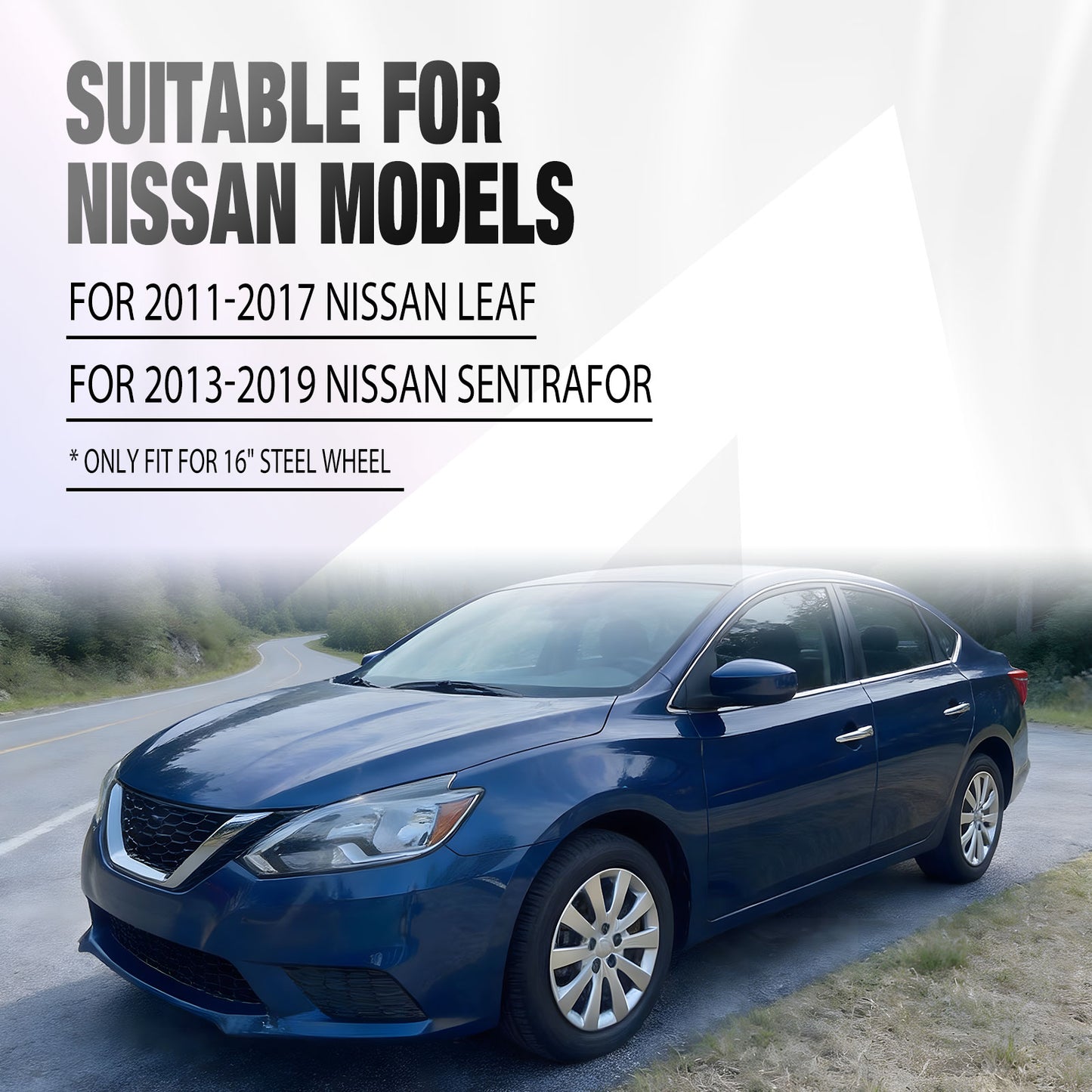 16 Inch Wheel Hubcaps for 2011-2017 Nissan Leaf/ 2013-2019 Nissan Sentra - White Lacquer
