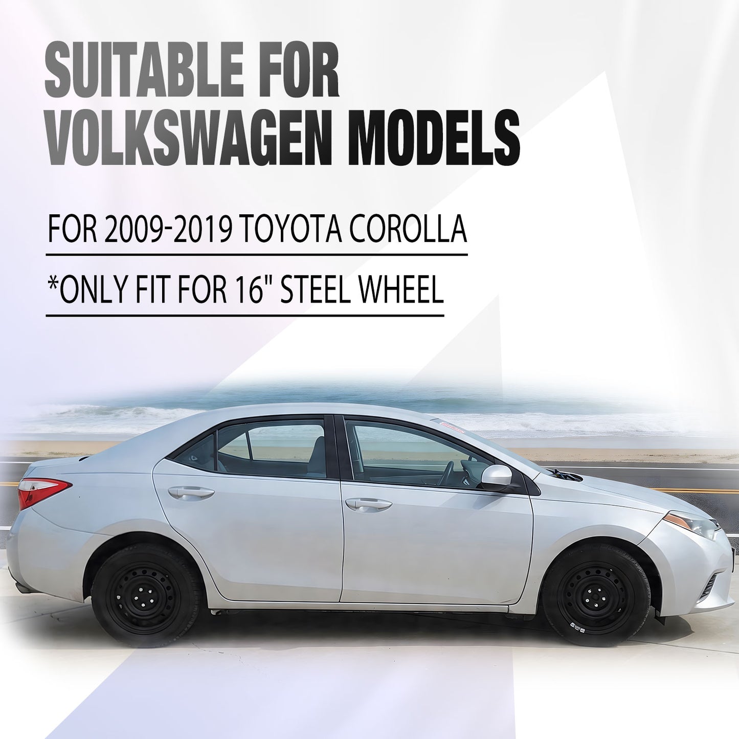 16 Inch Wheel Hubcaps for 2009-2019 TOYOTA Corolla and 2009-2014 TOYOTA Matrix - Matte Black