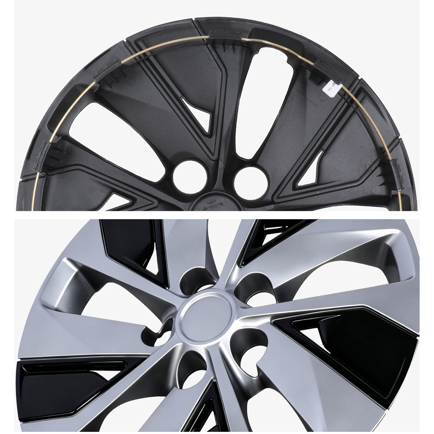 16 Inch Wheel Hubcaps for 2019-2025 Nissan Altima - Silver Lacquer & Black Lacquer