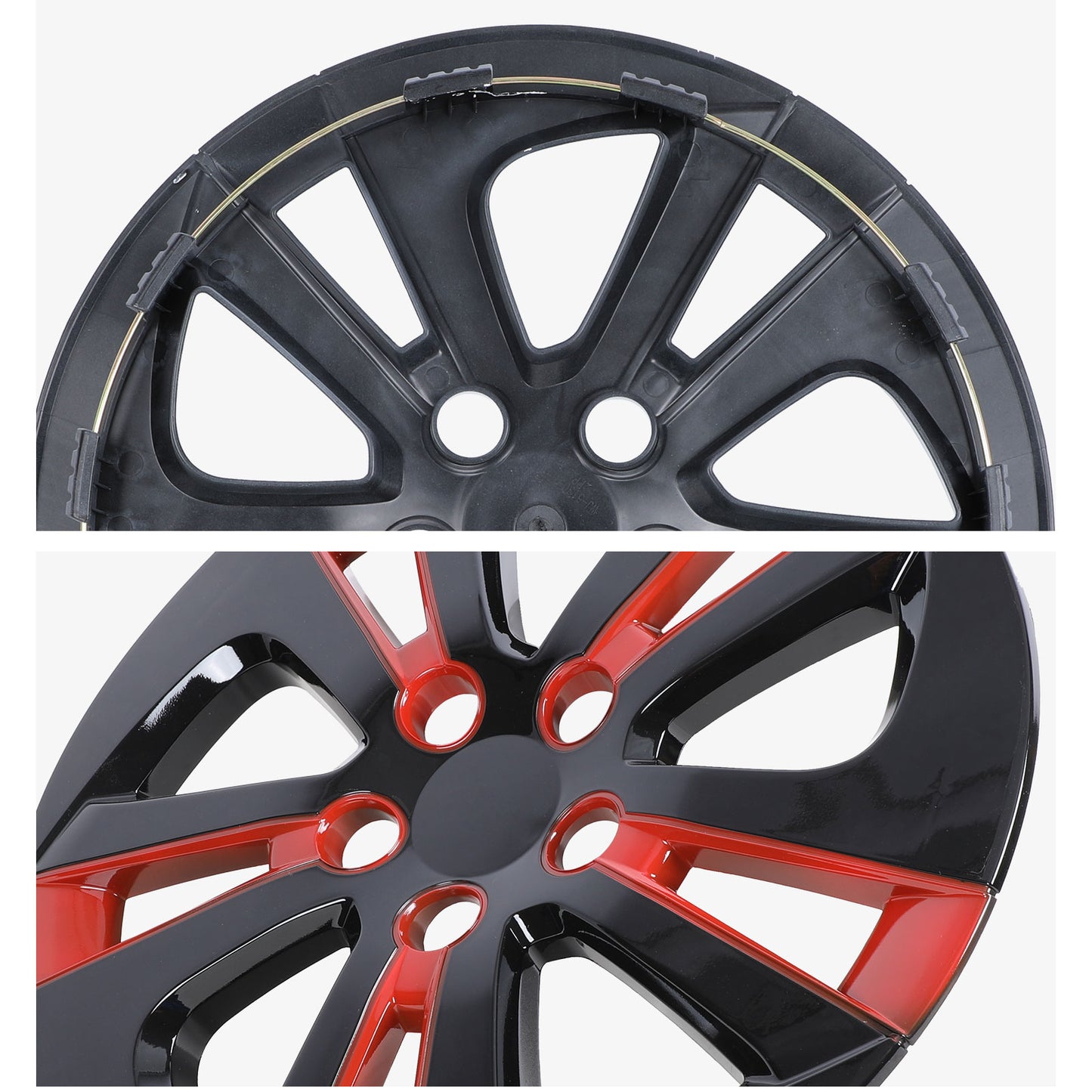 15 Inch Wheel Hubcaps for 2016-2022 TOYOTA Prius/ 2020-2024 TOYOTA Corolla - Black Lacquer& Red Lacquer