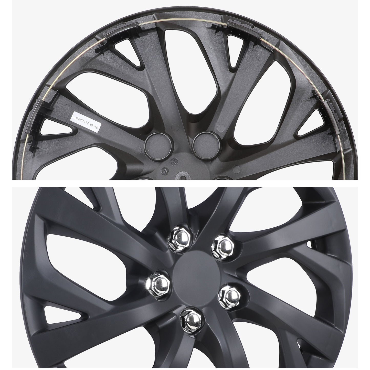 16 Inch Wheel Hubcaps for 2009-2026 TOYOTA Corolla and 2009-2014 TOYOTA Matrix w/decorative screws - Matte Black