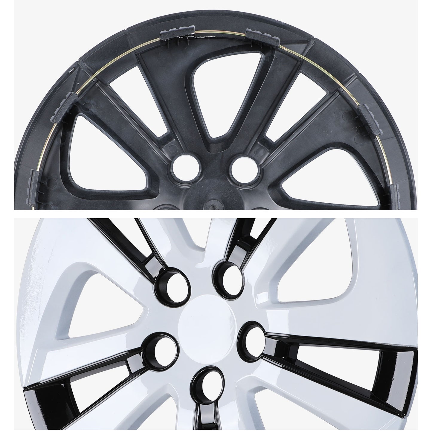 15 Inch Wheel Hubcaps for 2016-2022 TOYOTA Prius/ 2020-2024 TOYOTA Corolla - White Lacquer& Black Lacquer