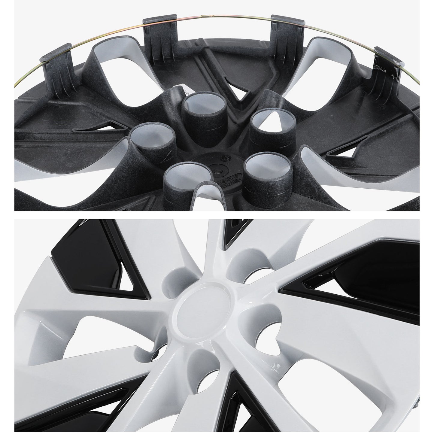 16 Inch Wheel Hubcaps for 2019-2025 Nissan Altima - Black Lacquer & White Lacquer