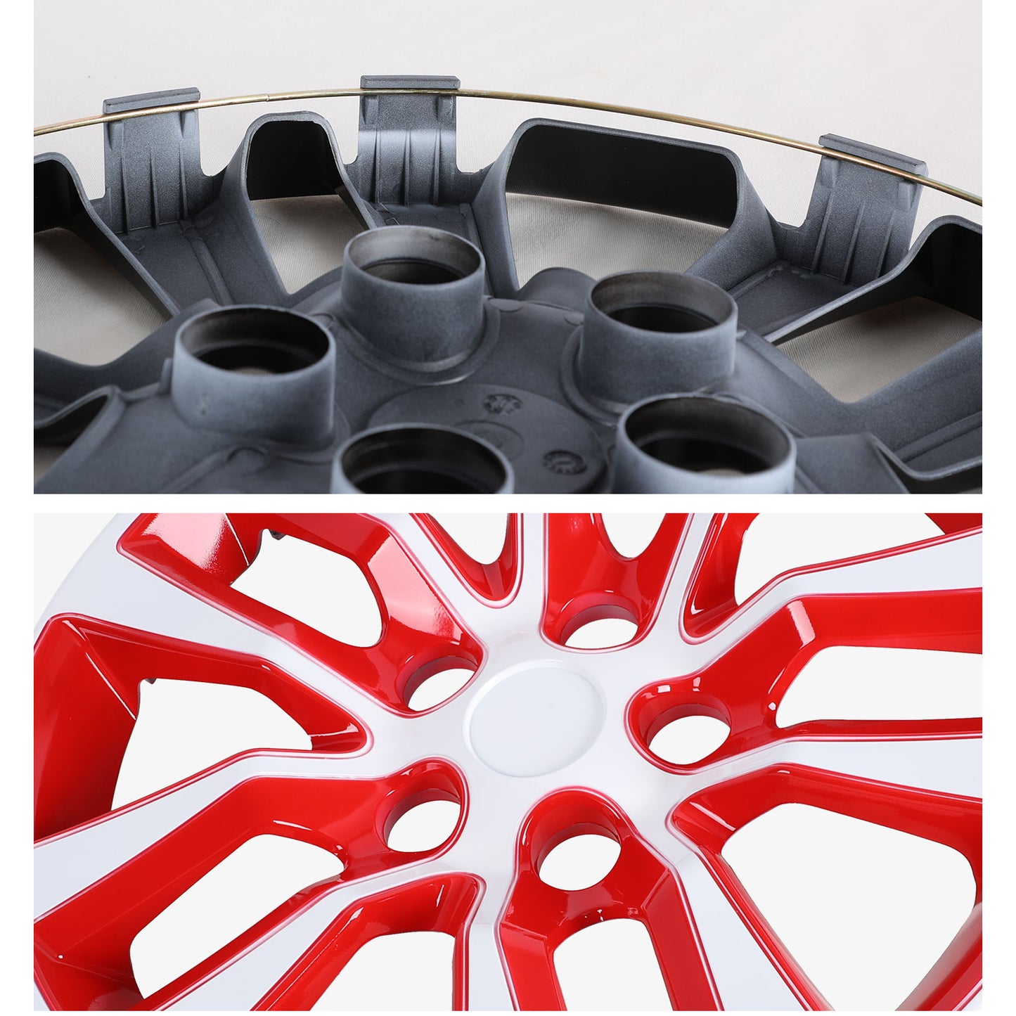 16 Inch Wheel Hubcaps for 2013-2018 Nissan Altima Sedan - White Lacquer & Red Lacquer
