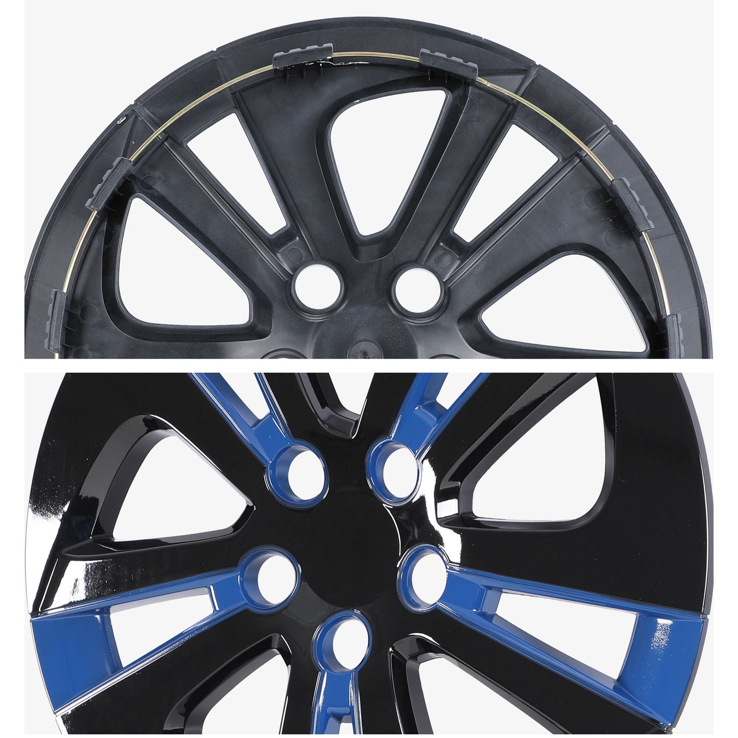 15 Inch Wheel Hubcaps for 2016-2022 TOYOTA Prius/ 2020-2024 TOYOTA Corolla - Black Lacquer& Blue Lacquer