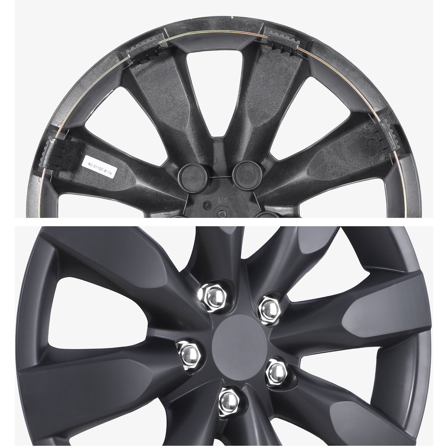16 Inch Wheel Hubcaps for 2009-2019 TOYOTA Corolla and 2009-2014 TOYOTA Matrix w/decorative screws - Matte Black