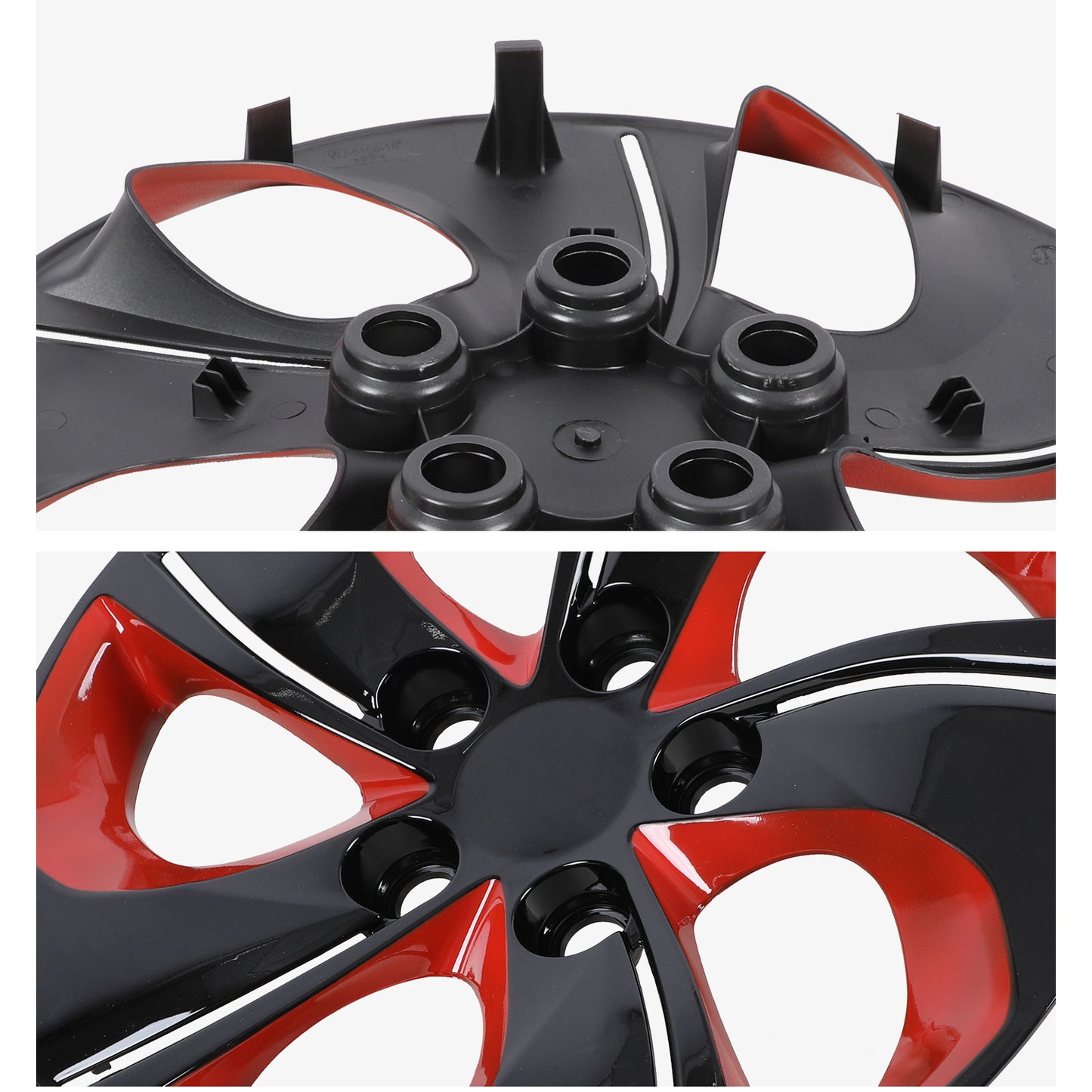 15 Inch Wheel Hubcaps for 2013-2015 Honda Civic Sedan/ 2013 Honda Civic Coupe - Black Lacquer & Red Lacquer