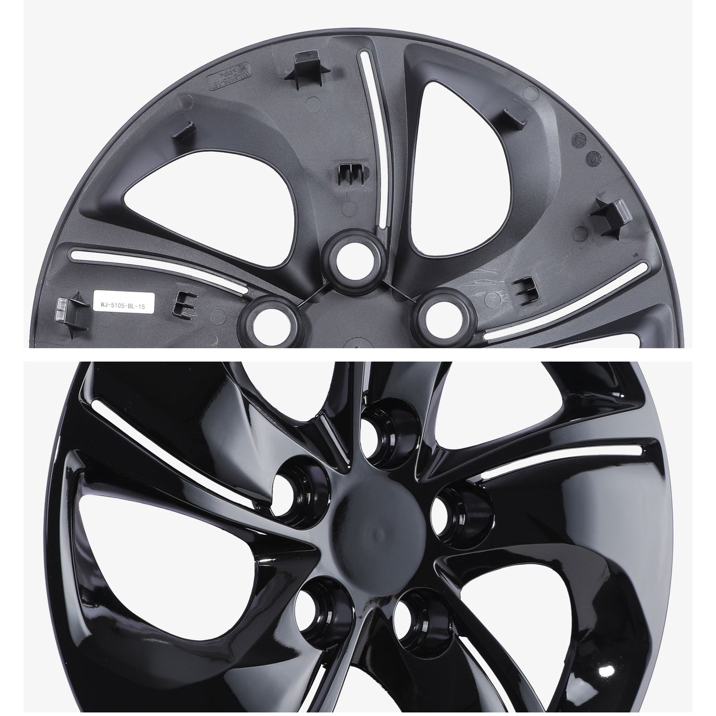 15 Inch Wheel Hubcaps for 2013-2015 Honda Civic Sedan/ 2013 Honda Civic Coupe - Black Lacquer