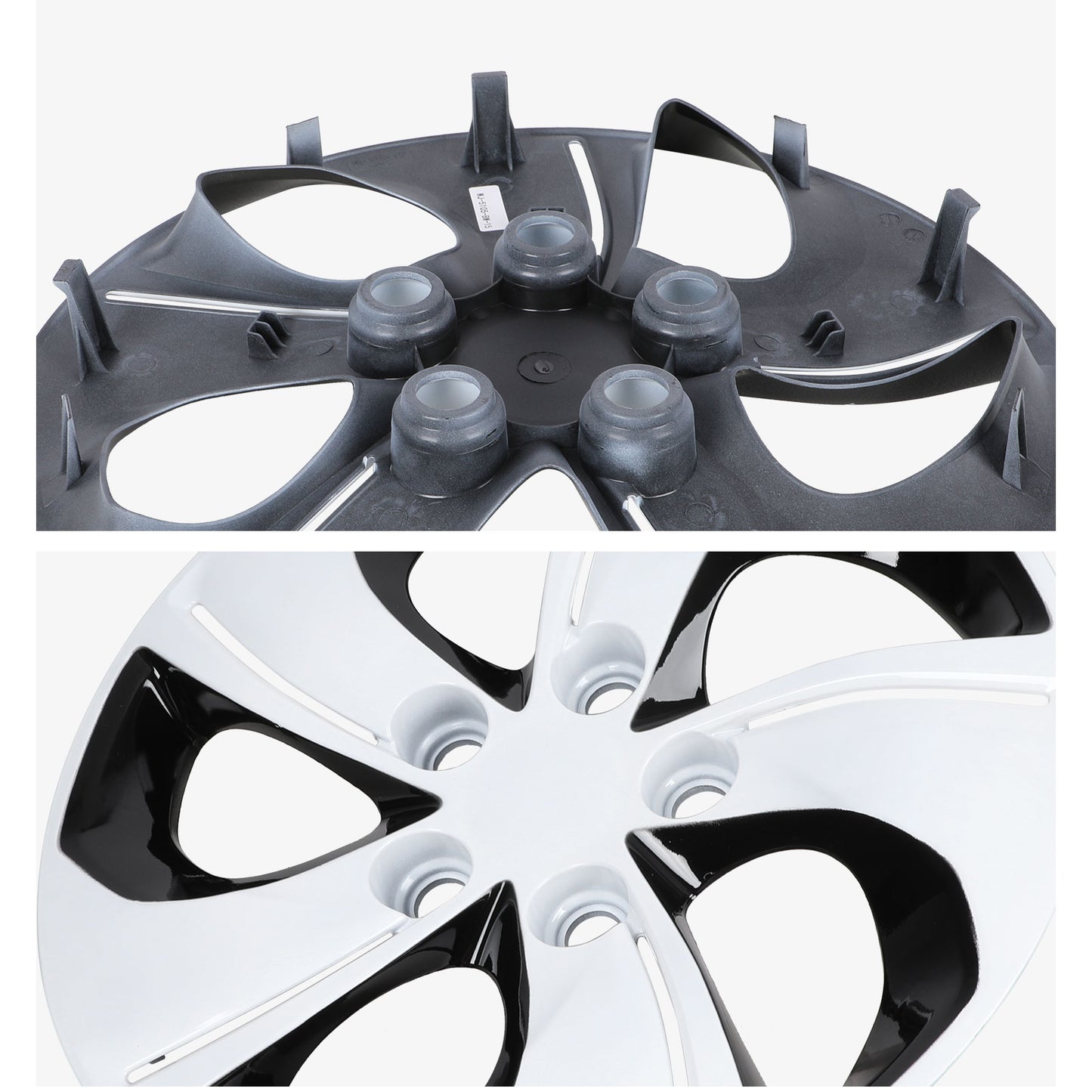15 Inch Wheel Hubcaps for 2013-2015 Honda Civic Sedan/ 2013 Honda Civic Coupe - Black Lacquer & White Lacquer