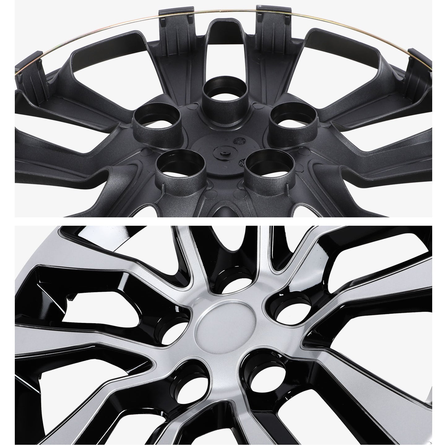 16 Inch Wheel Hubcaps for 2013-2018 Nissan Altima Sedan - Black Lacquer & Sliver Lacquer