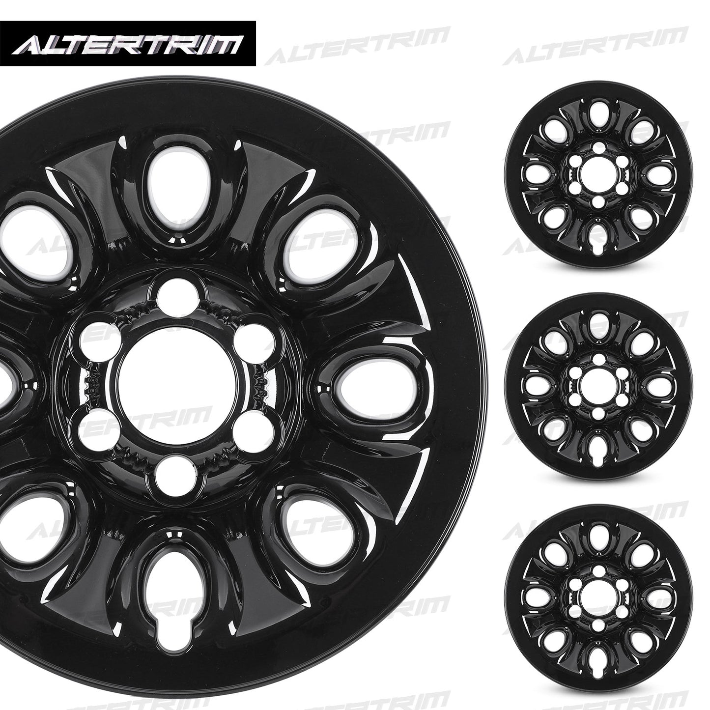 17 Inch Wheel Skins for 05-13 Chevy Silverado GMC Sierra 1500 - Black Lacquer