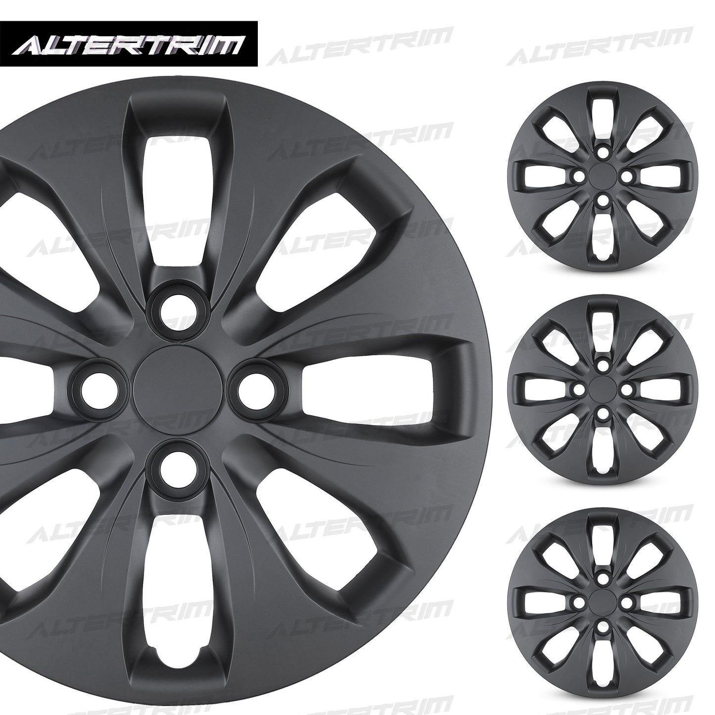 14 Inch Wheel Hubcaps for 2012-2017 Hyundai Accent Hatchback/Sedan - Matte Black