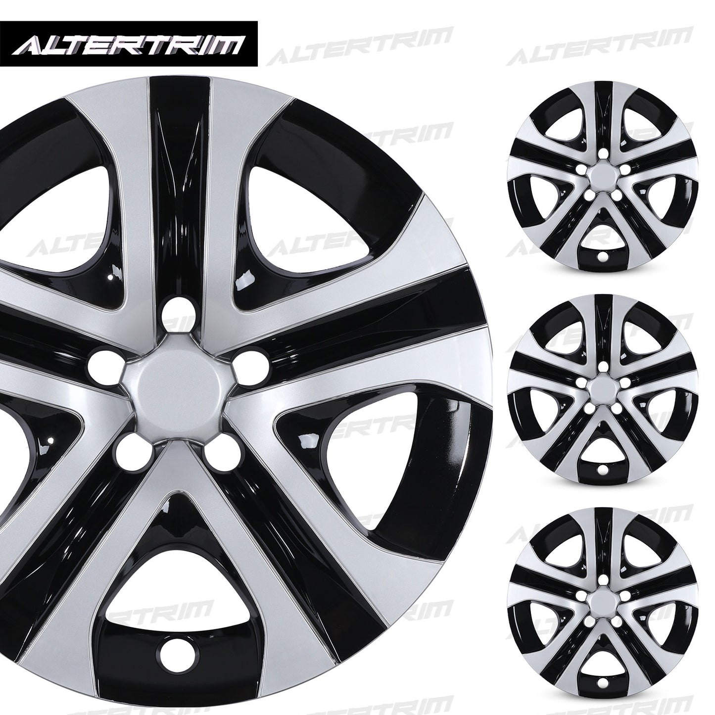 17 Inch Wheel Hubcaps for 2013-2018 TOYOTA RAV4 - Silver Lacquer & Black Lacquer