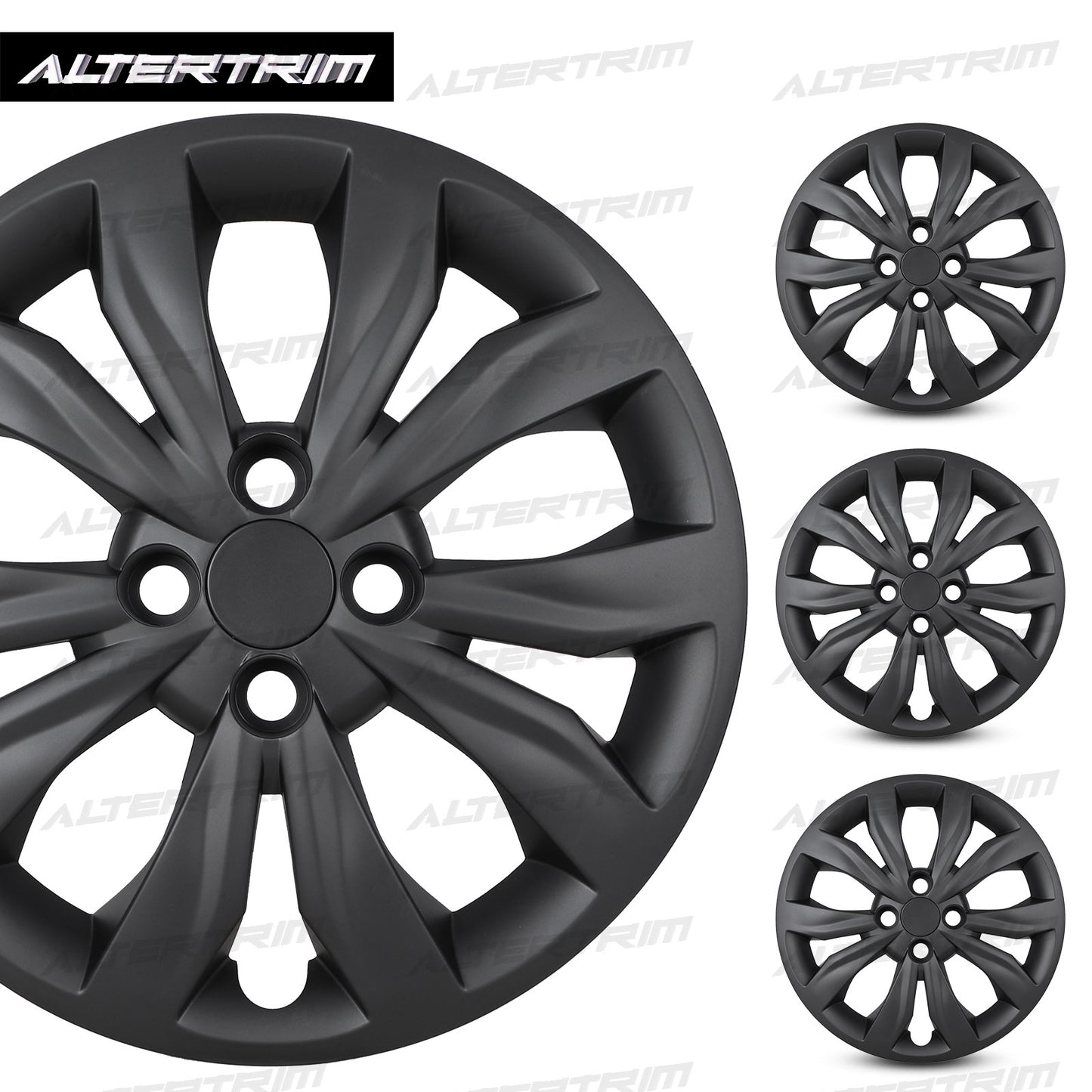 15 Inch Wheel Hubcaps for 2018-2022 Hyundai Accent/2018-2023 KIA Rio - Matte Black