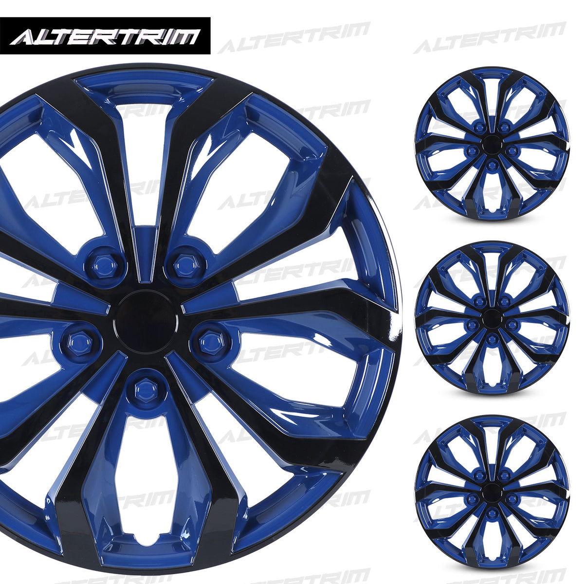 17 Inch Universal Hubcaps for Steel Wheel Rims Cover - Black Lacquer & Blue Lacquer