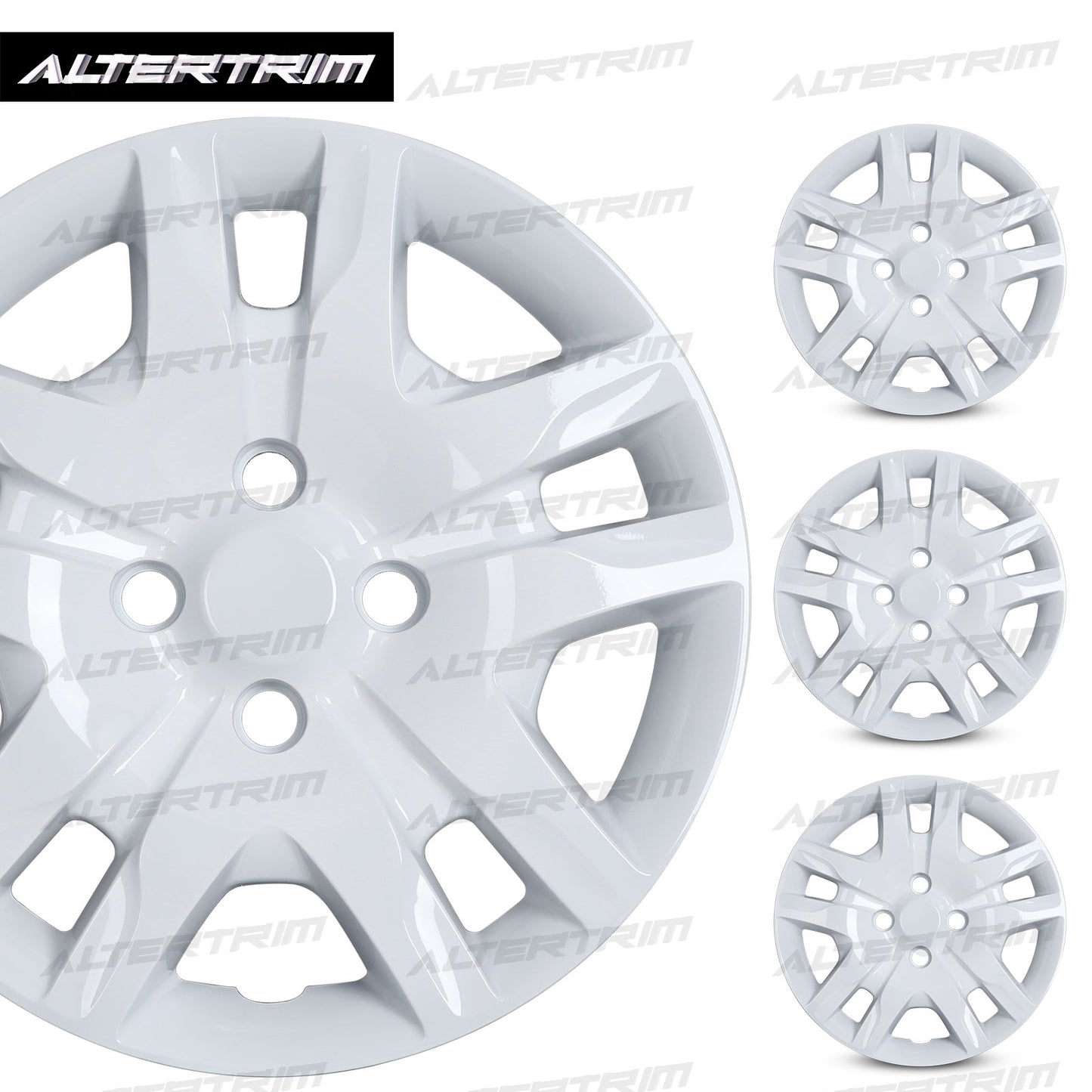 16 Inch Wheel Hubcaps for 2007-2012 Nissan Sentra - White Lacquer