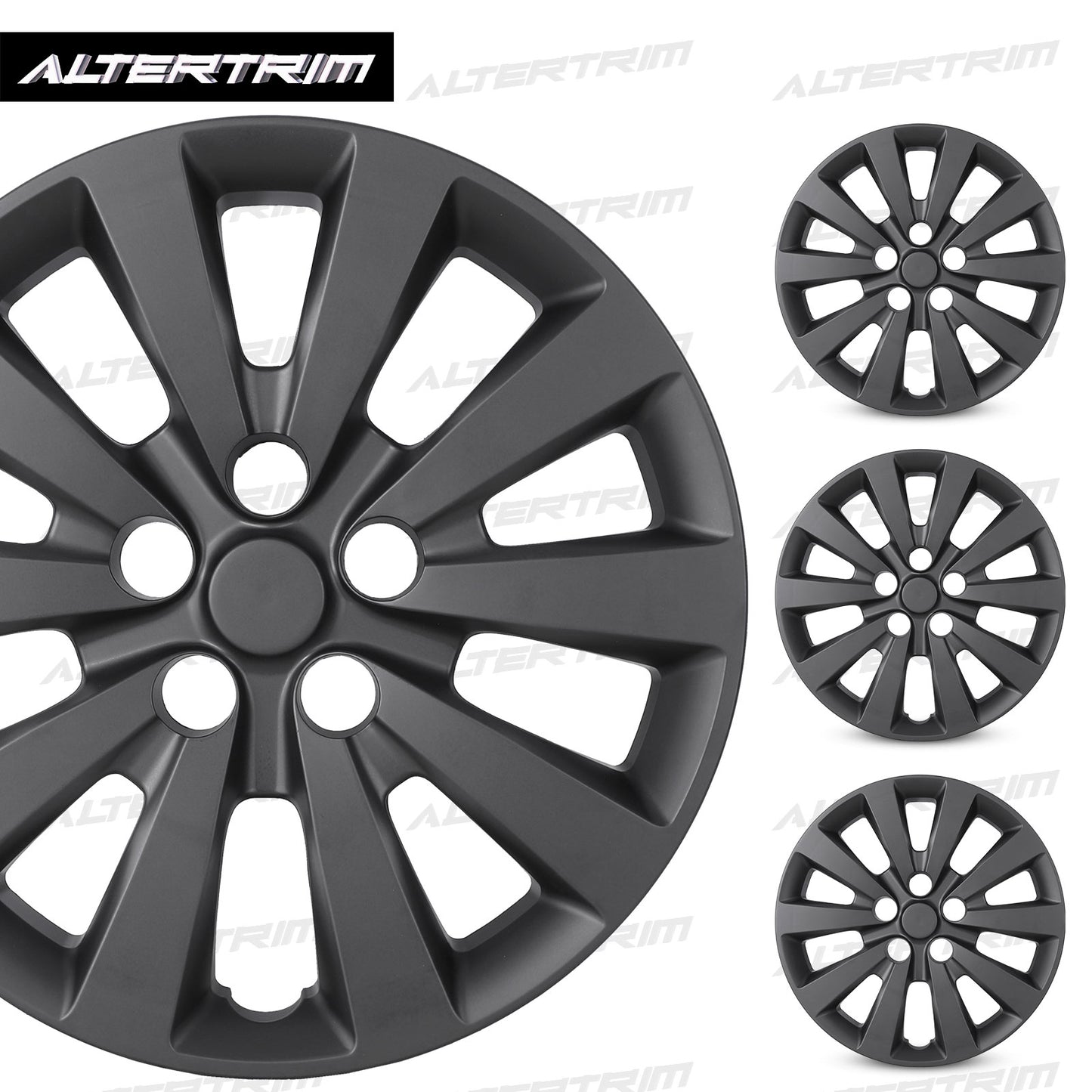 16 Inch Wheel Hubcaps for 2011-2017 Nissan Leaf/ 2013-2019 Nissan Sentra - Matte Black