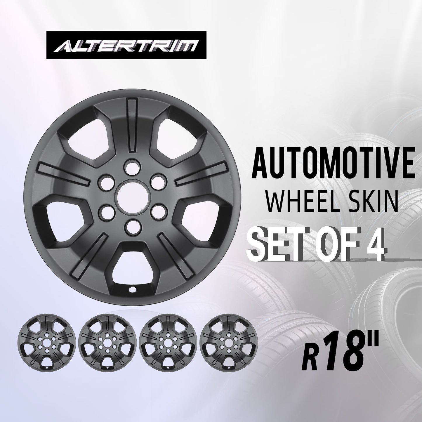 18 Inch Wheel Skins for 2014-2019 Chevy Silverado 1500 - Matte Black