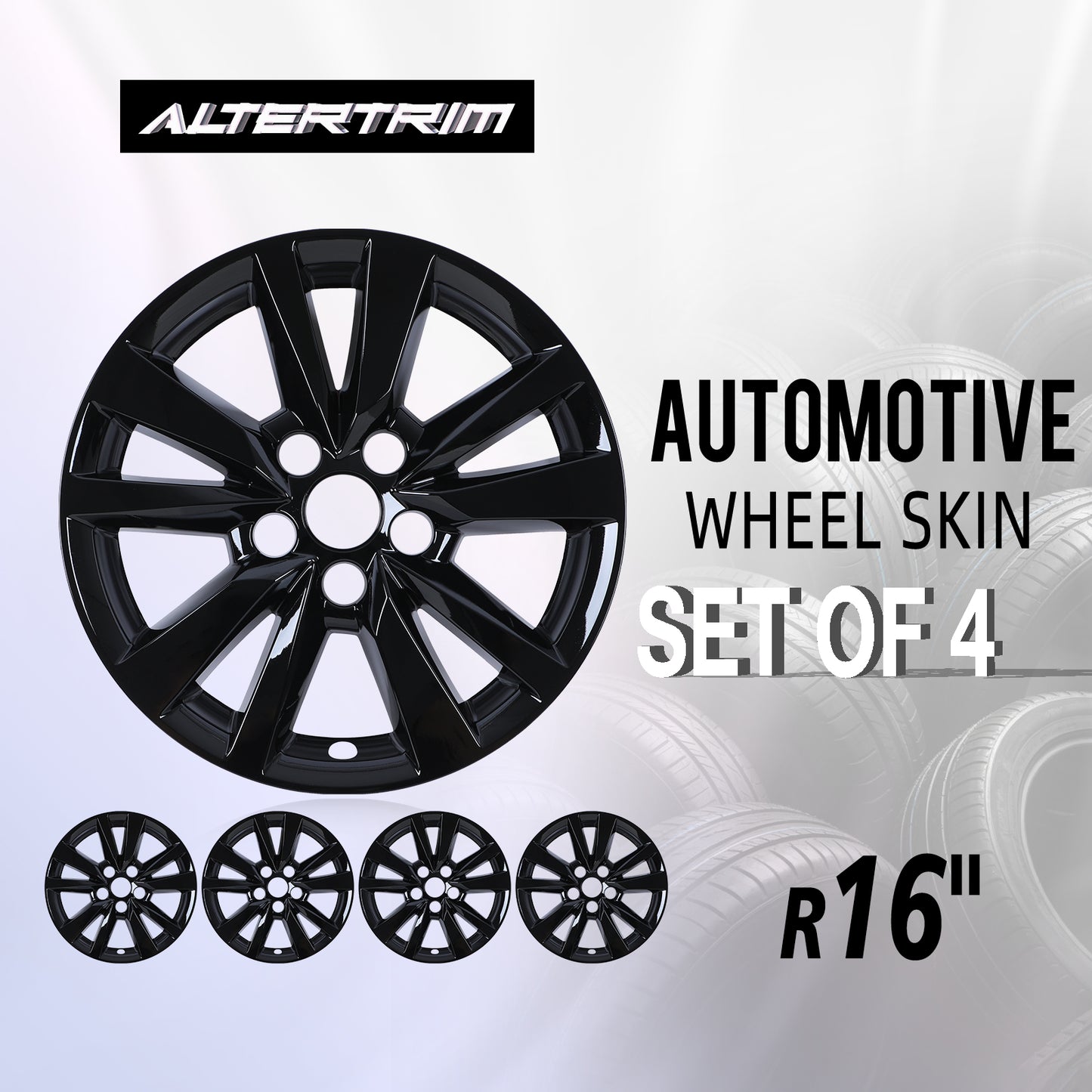 16 Inch Wheel Skins for 2025-2026 Toyota Camry Hybrid LE model - Black Lacquer