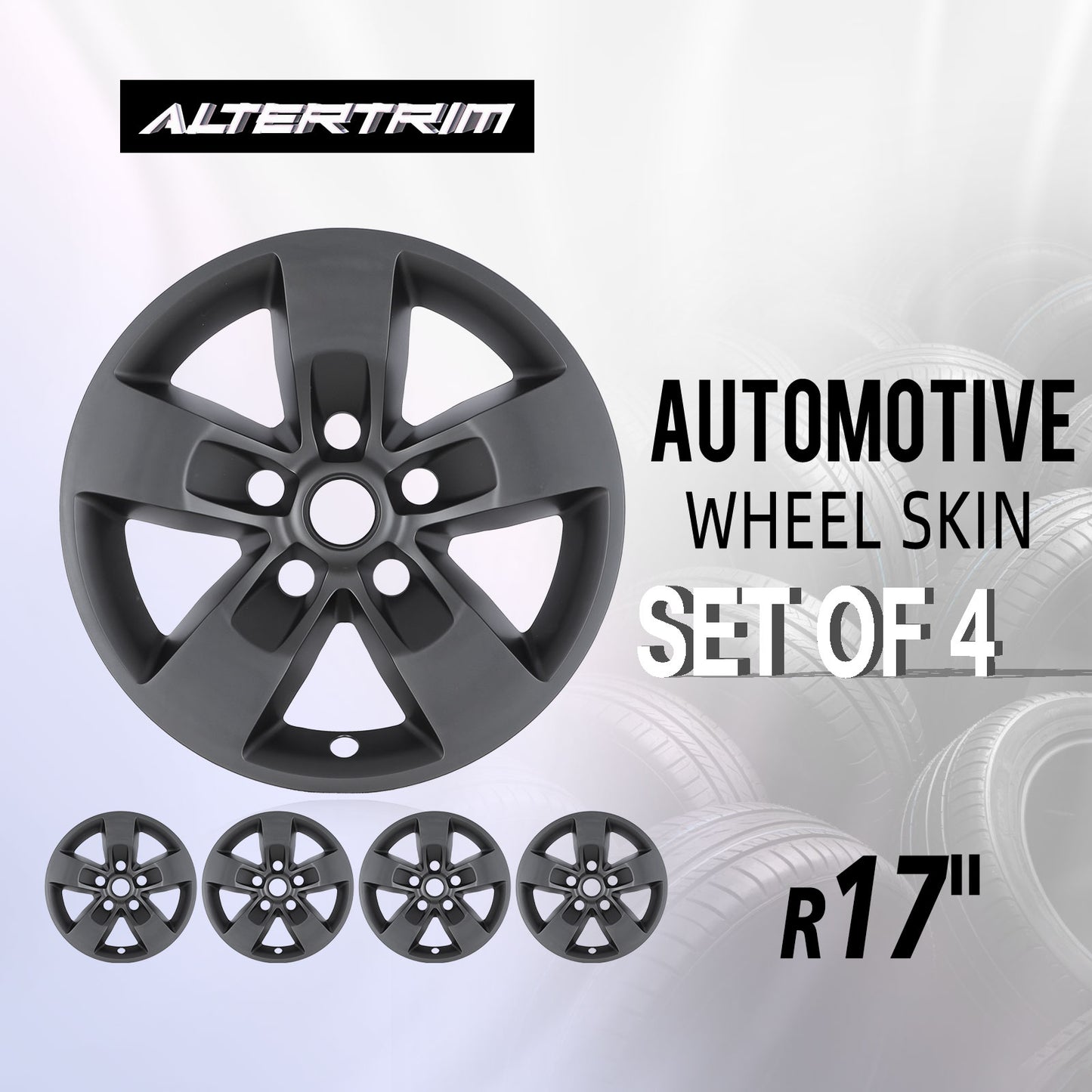 17 Inch Wheel Skins for 2013-2018 Dodge Ram 1500 & 2019-2023 Ram 1500 Classic - Matte Black