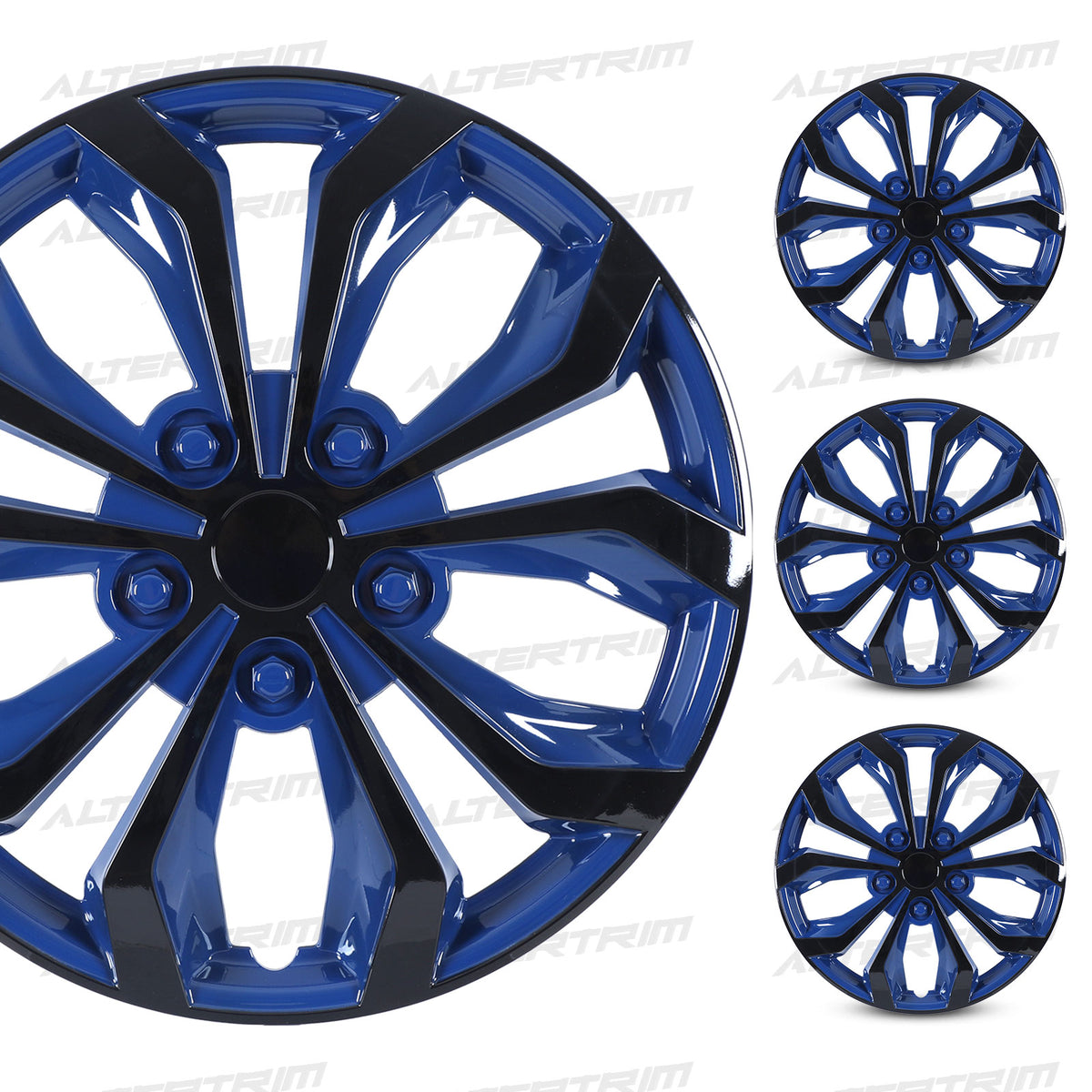 16 Inch Universal Hubcaps for Steel Wheel Rims Cover - Black Lacquer & Blue Lacquer