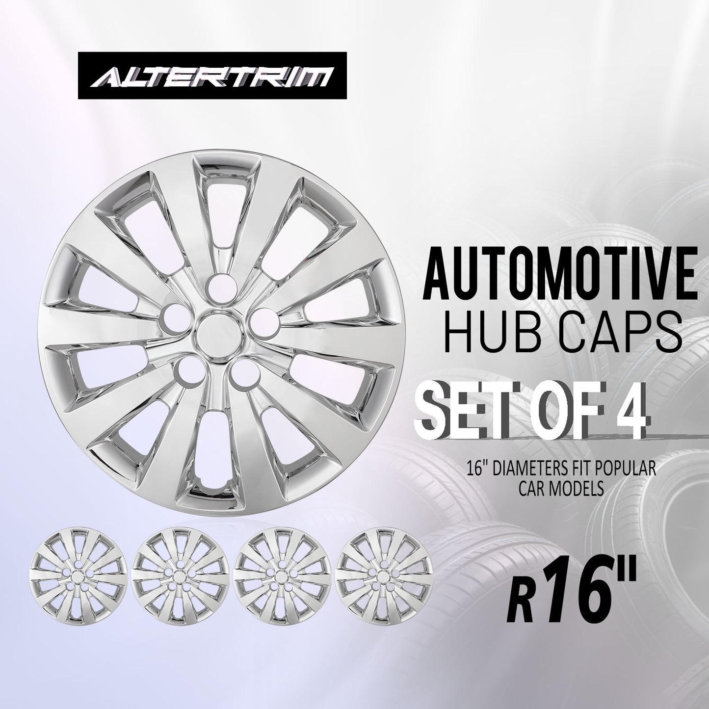 16 Inch Wheel Hubcaps for 2011-2017 Nissan Leaf/ 2013-2019 Nissan Sentra - Chrome