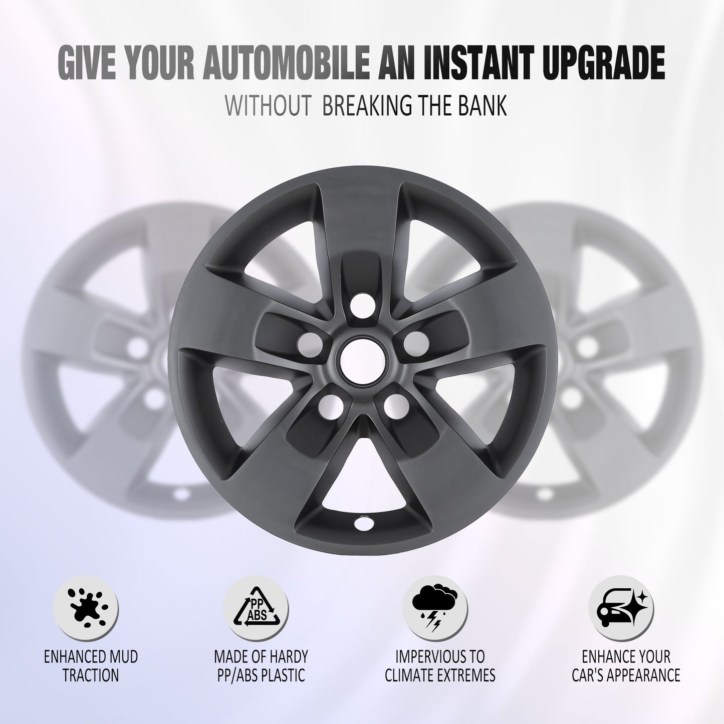 17 Inch Wheel Skins for 2013-2018 Dodge Ram 1500 & 2019-2023 Ram 1500 Classic - Matte Black