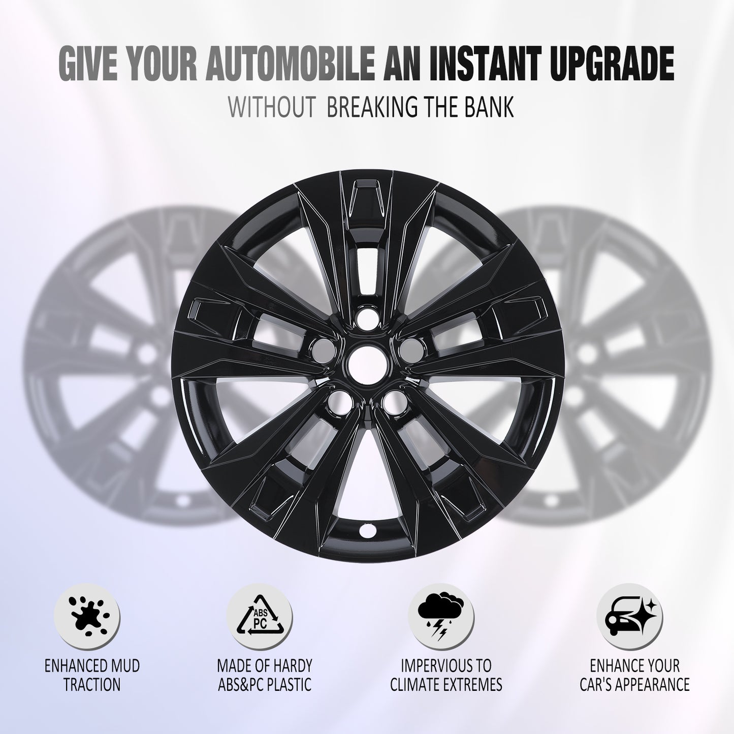 17 Inch Wheel Skins for 2025-2026 Chevrolet Equinox LT - Black Lacquer