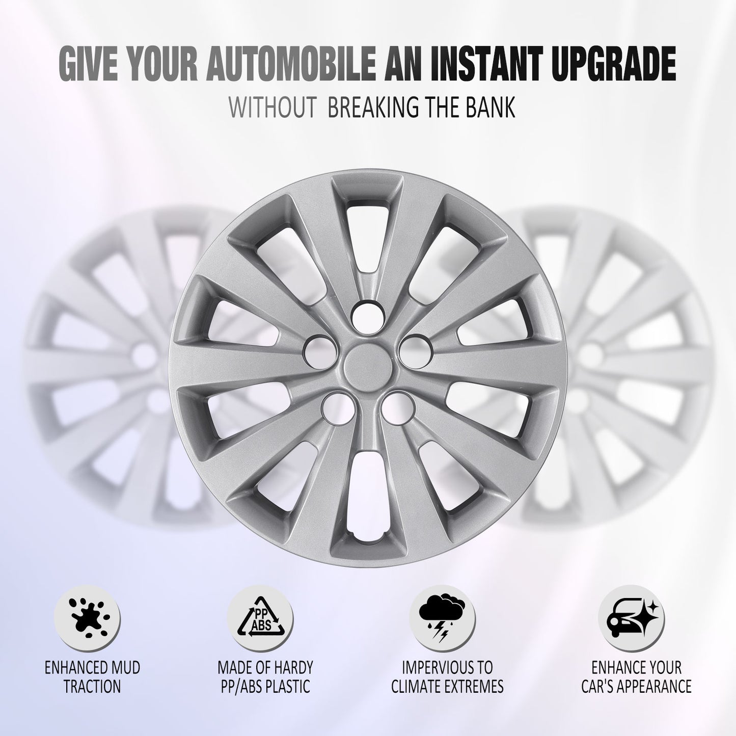 16 Inch Wheel Hubcaps for 2011-2017 Nissan Leaf/ 2013-2019 Nissan Sentra - Lacquer