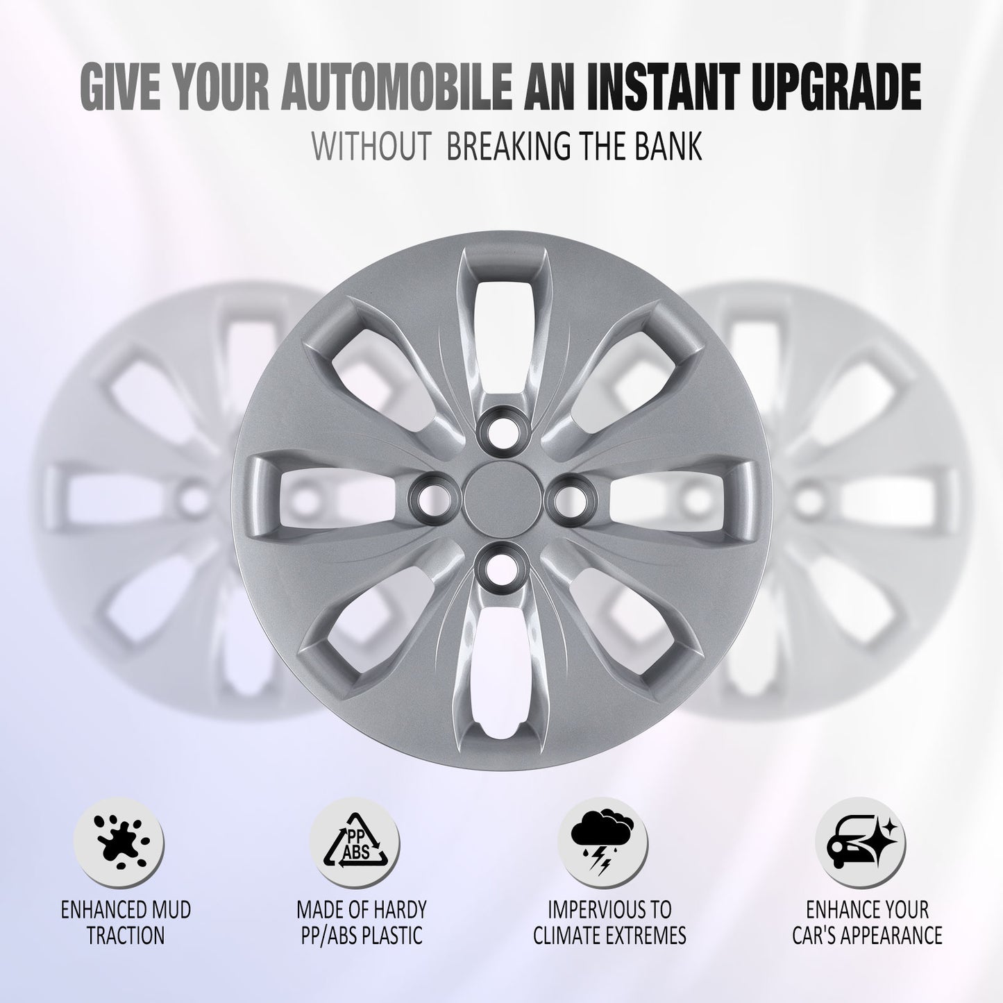 14 Inch Wheel Hubcaps for 2012-2017 Hyundai Accent Hatchback/Sedan - Lacquer