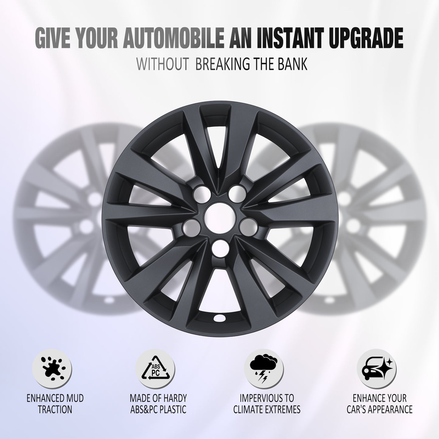16 Inch Wheel Skins for 2025-2026 Toyota Camry Hybrid LE model - Matte Black