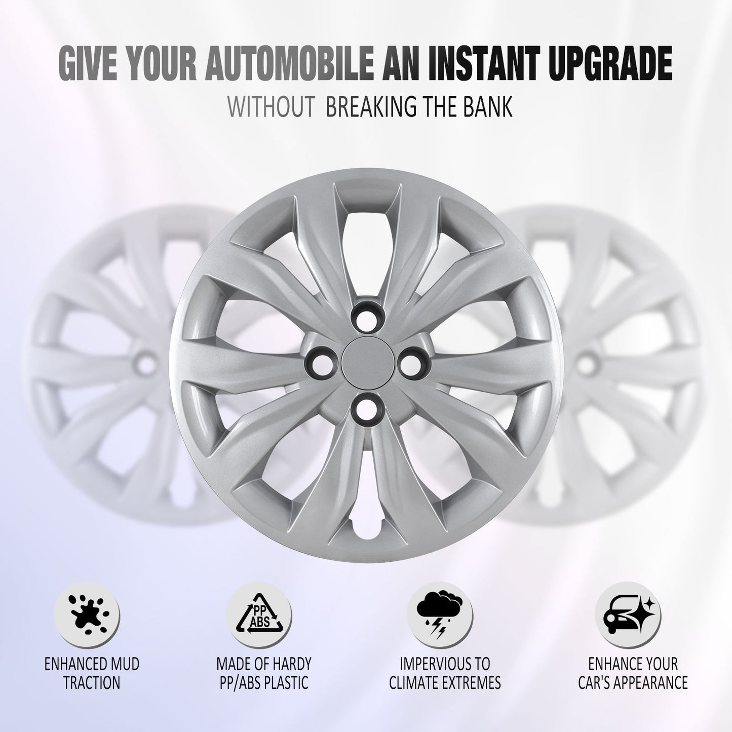 15 Inch Wheel Hubcaps for 2018-2022 Hyundai Accent/2018-2023 KIA Rio - Lacquer