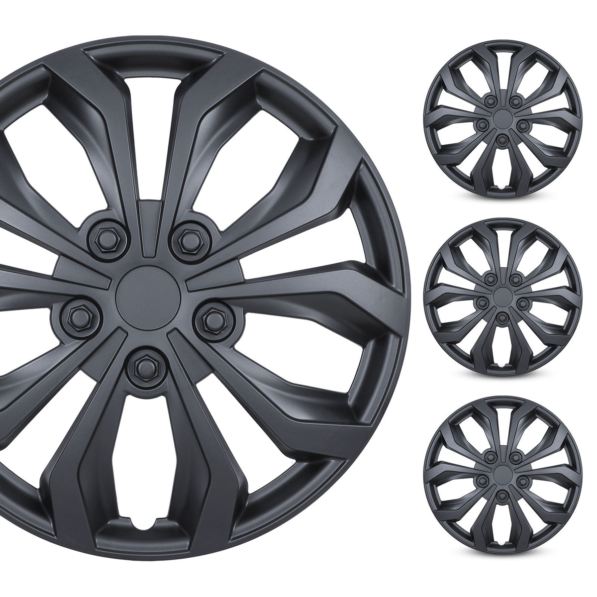 16 Inch Universal Hubcaps for Steel Wheel Rims Cover - Matte Black