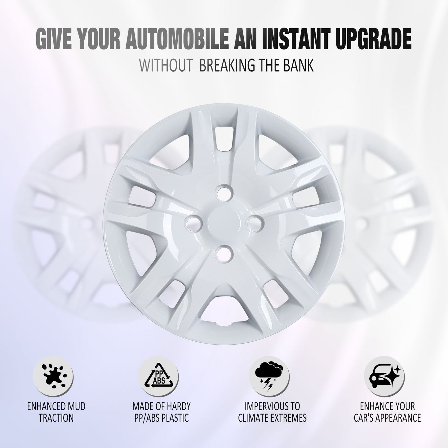 16 Inch Wheel Hubcaps for 2007-2012 Nissan Sentra - White Lacquer