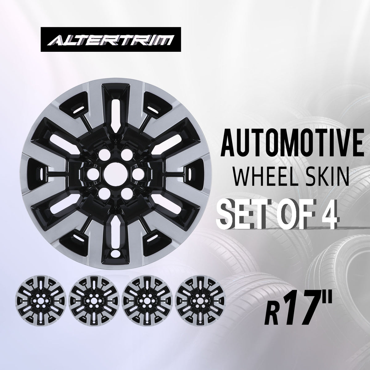 17 Inch Wheel Skins for 2022-2025 NISSAN FRONTIER SV,SL,SL model - Silver Lacquer&Black Lacquer
