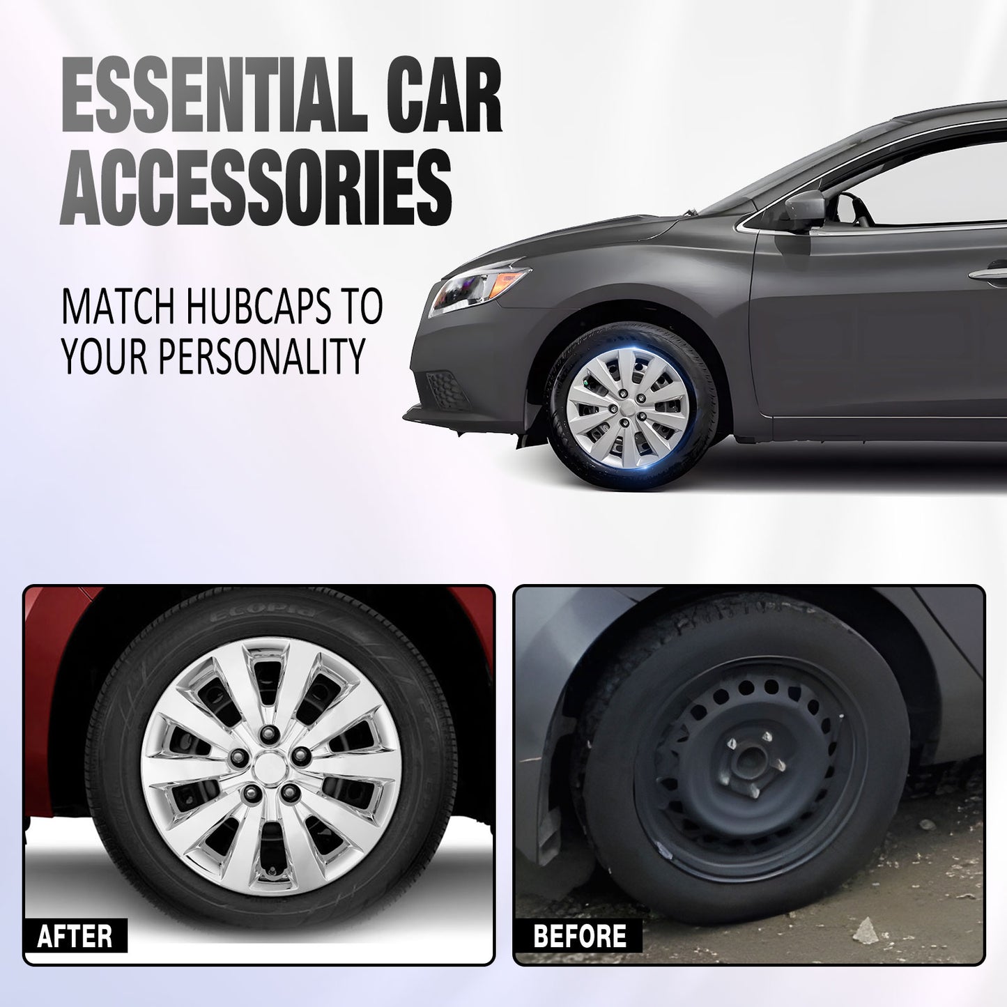 16 Inch Wheel Hubcaps for 2011-2017 Nissan Leaf/ 2013-2019 Nissan Sentra - Chrome