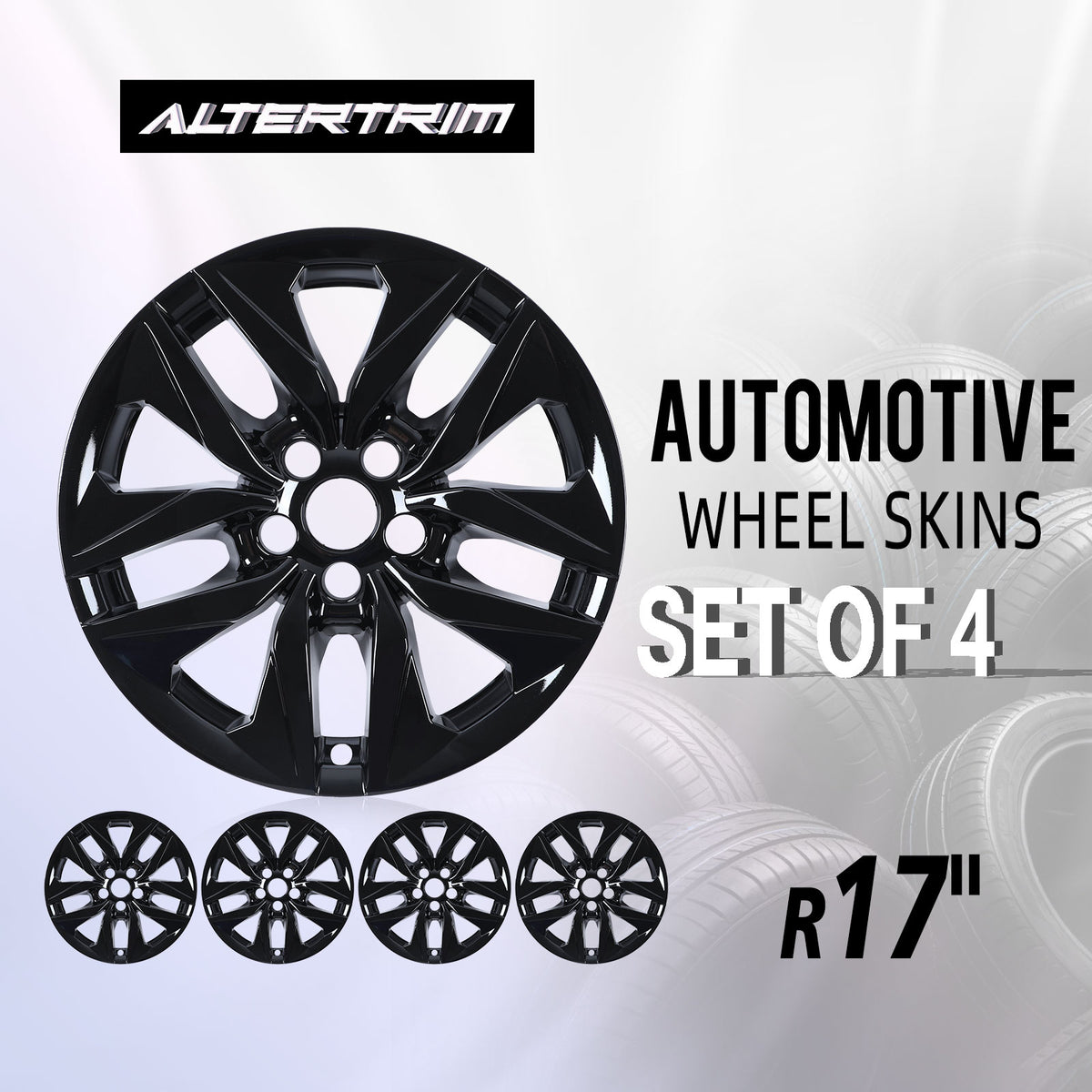 17 Inch Wheel Skins for 2021-2025 TOYOTA SIENNA - Black Lacquer