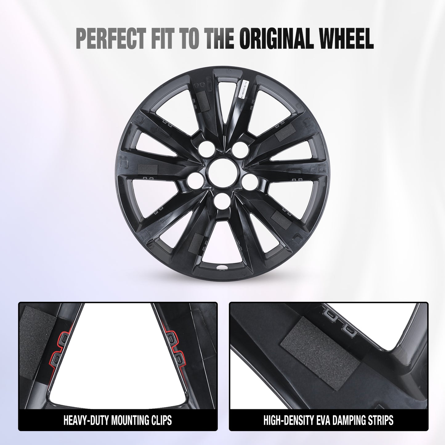 16 Inch Wheel Skins for 2025-2026 Toyota Camry Hybrid LE model - Black Lacquer