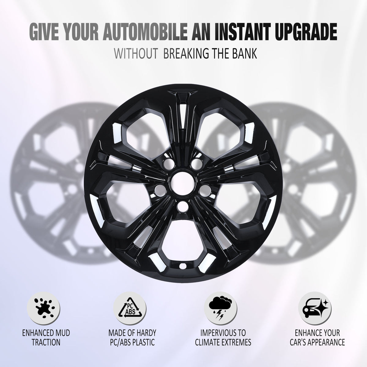 17 Inch Wheel Skins for 2023-2026 Honda Accord - Black Lacquer