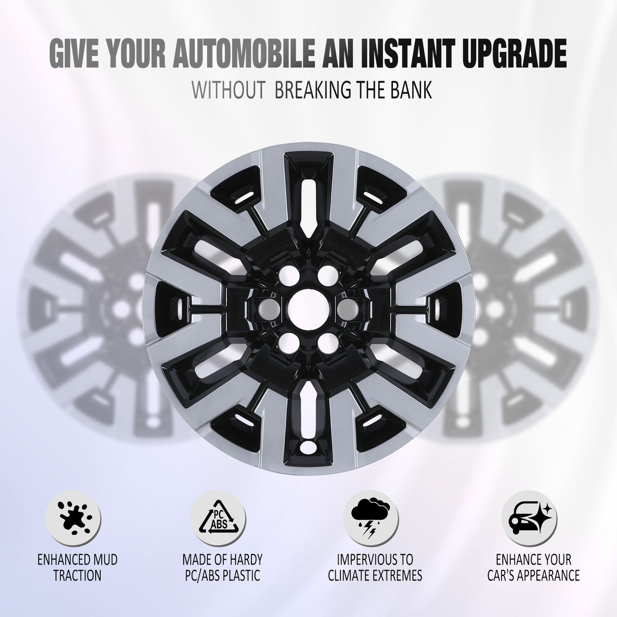 17 Inch Wheel Skins for 2022-2025 NISSAN FRONTIER SV,SL,SL model - Silver Lacquer&Black Lacquer