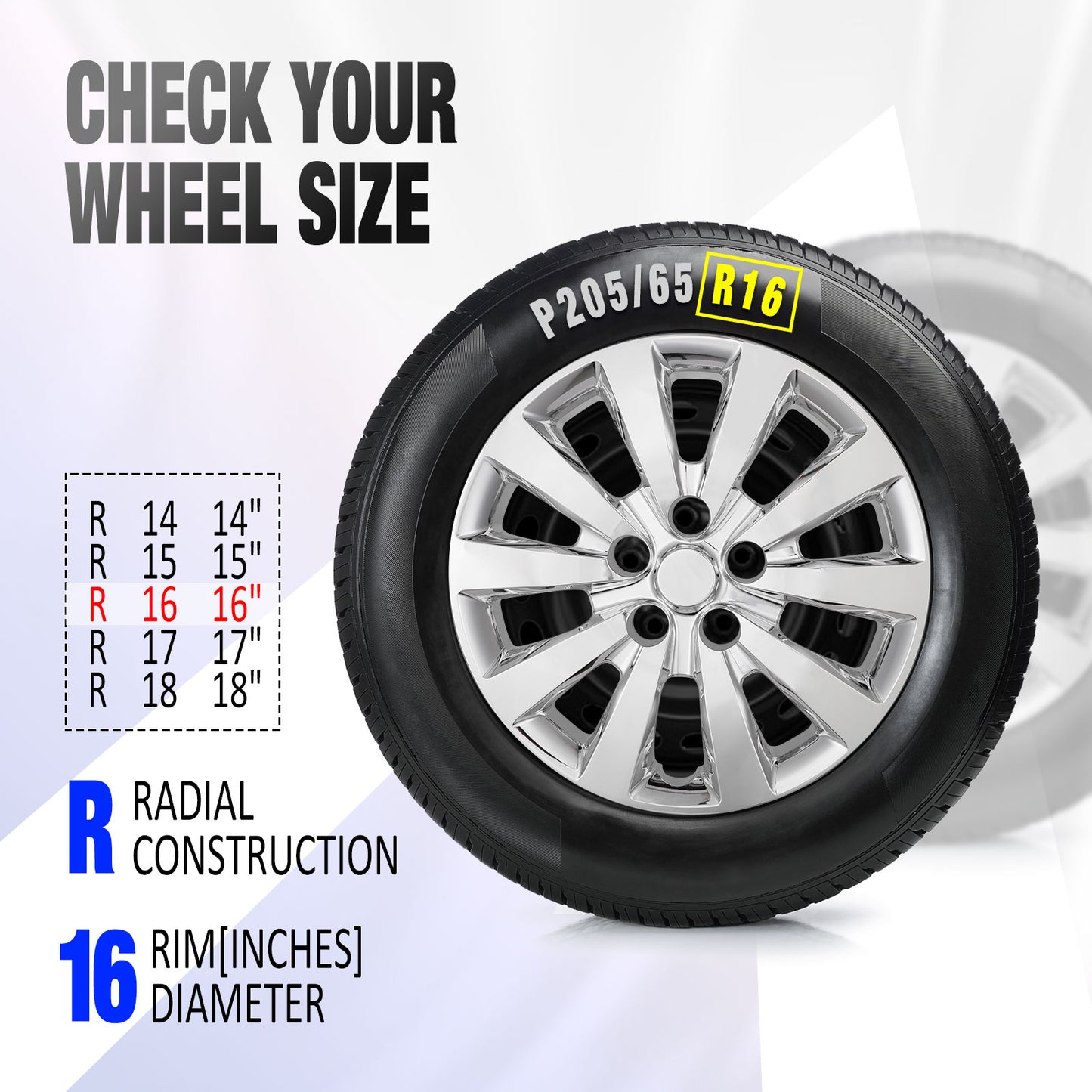 16 Inch Wheel Hubcaps for 2011-2017 Nissan Leaf/ 2013-2019 Nissan Sentra - Chrome