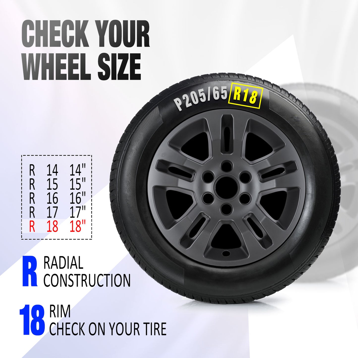 18 Inch Wheel Skins for 2014-2019 Chevy Silverado 1500/2015-2020 Chevy Suburban and Tahoe - Matte Black